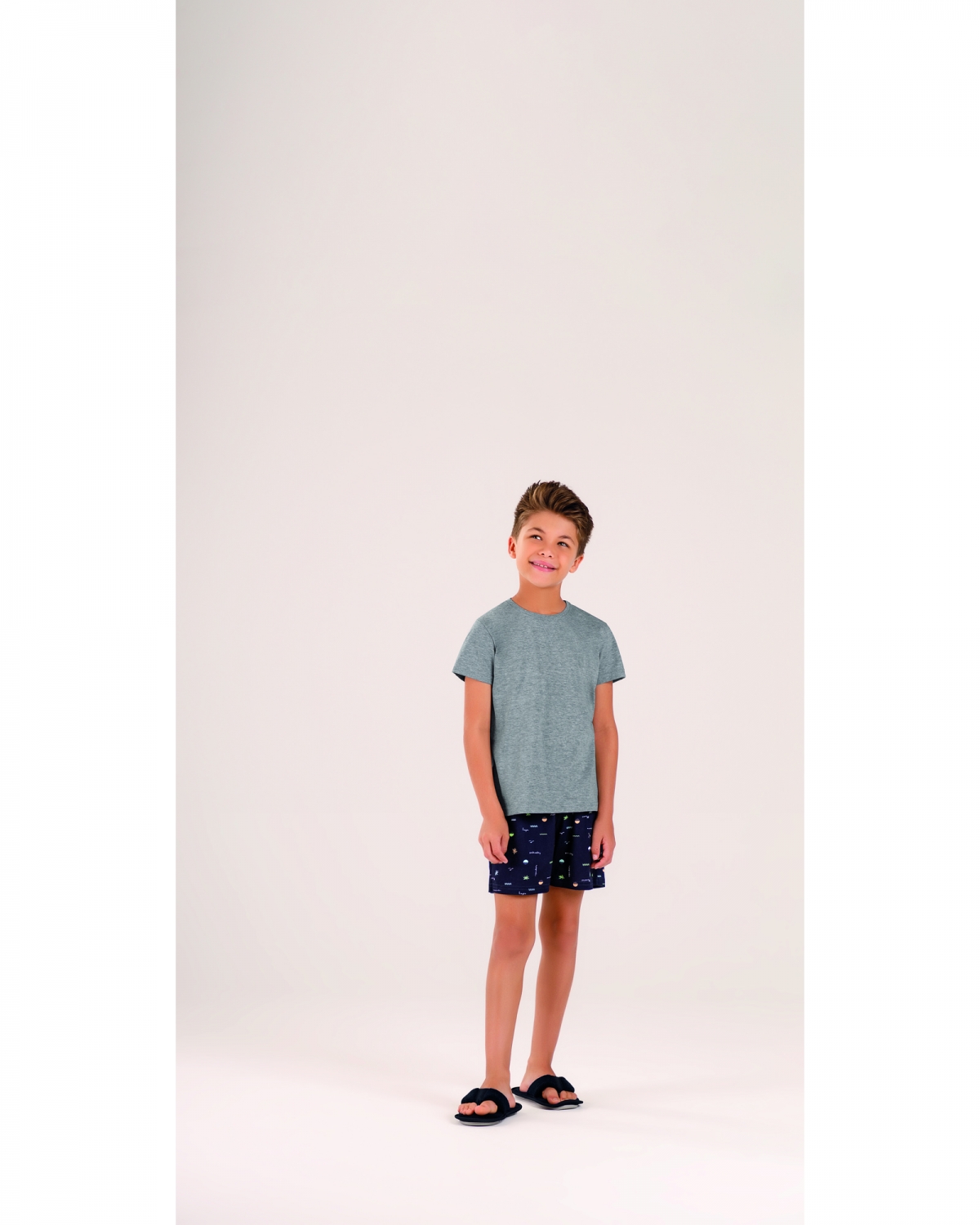 PIJAMA MASCULINO INFANTIL COR COM AMOR MANGA CURTA LISA TROPICAL BEACH