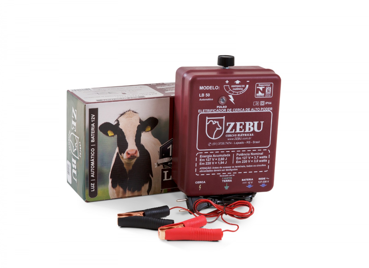 ELETRIFICADOR DE CERCA ELÉTRICA ZEBU LB50 127/220V Automático e 12V 50KM