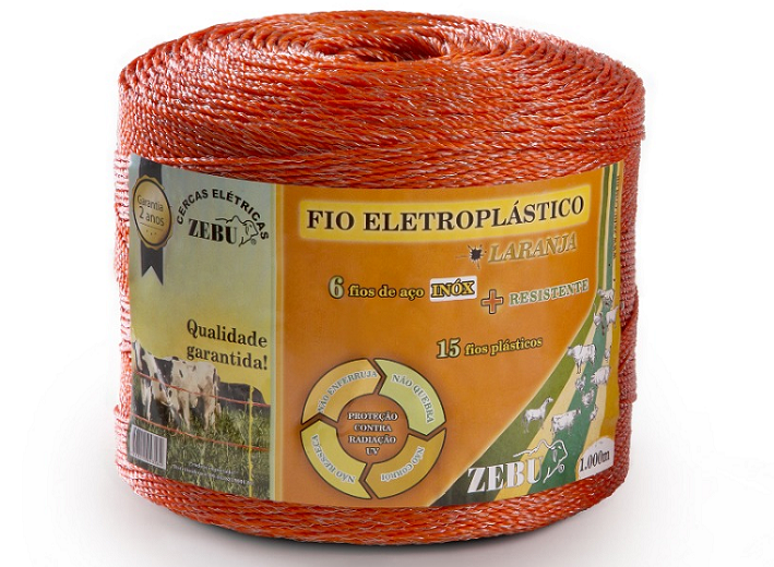 FIO ELETROPLASTICO LARANJA 1000M PARA CERCA ELETRICA ZEBU 3138-0