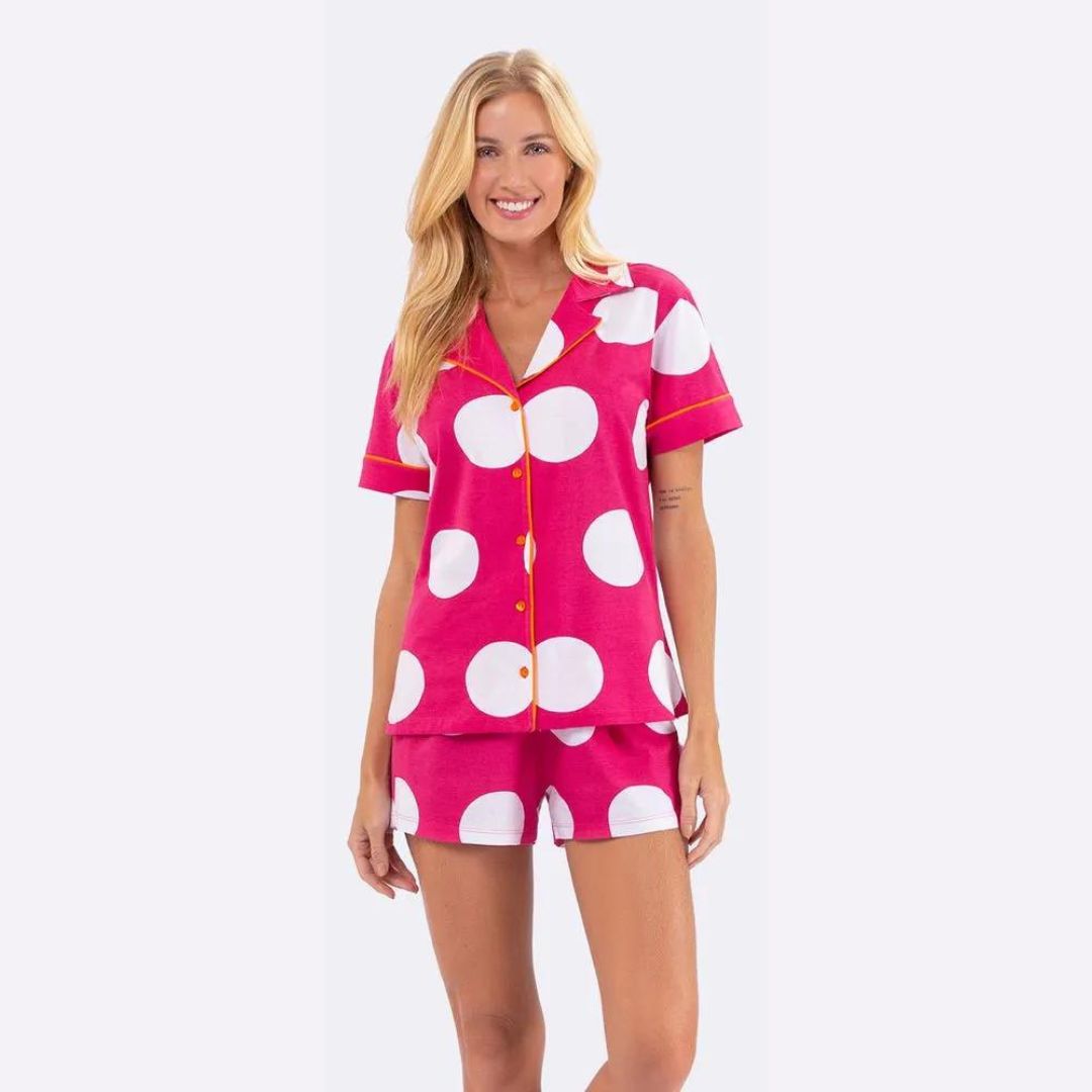 SHORTDOLL FEMININO VEGGI MANGA CURTA ABERTO ROSA POA