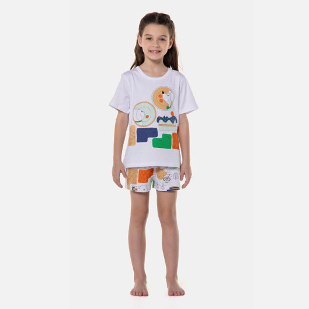 SHORTDOLL FEMININO SONHART INFANTIL MANGA CURTA BRANCO