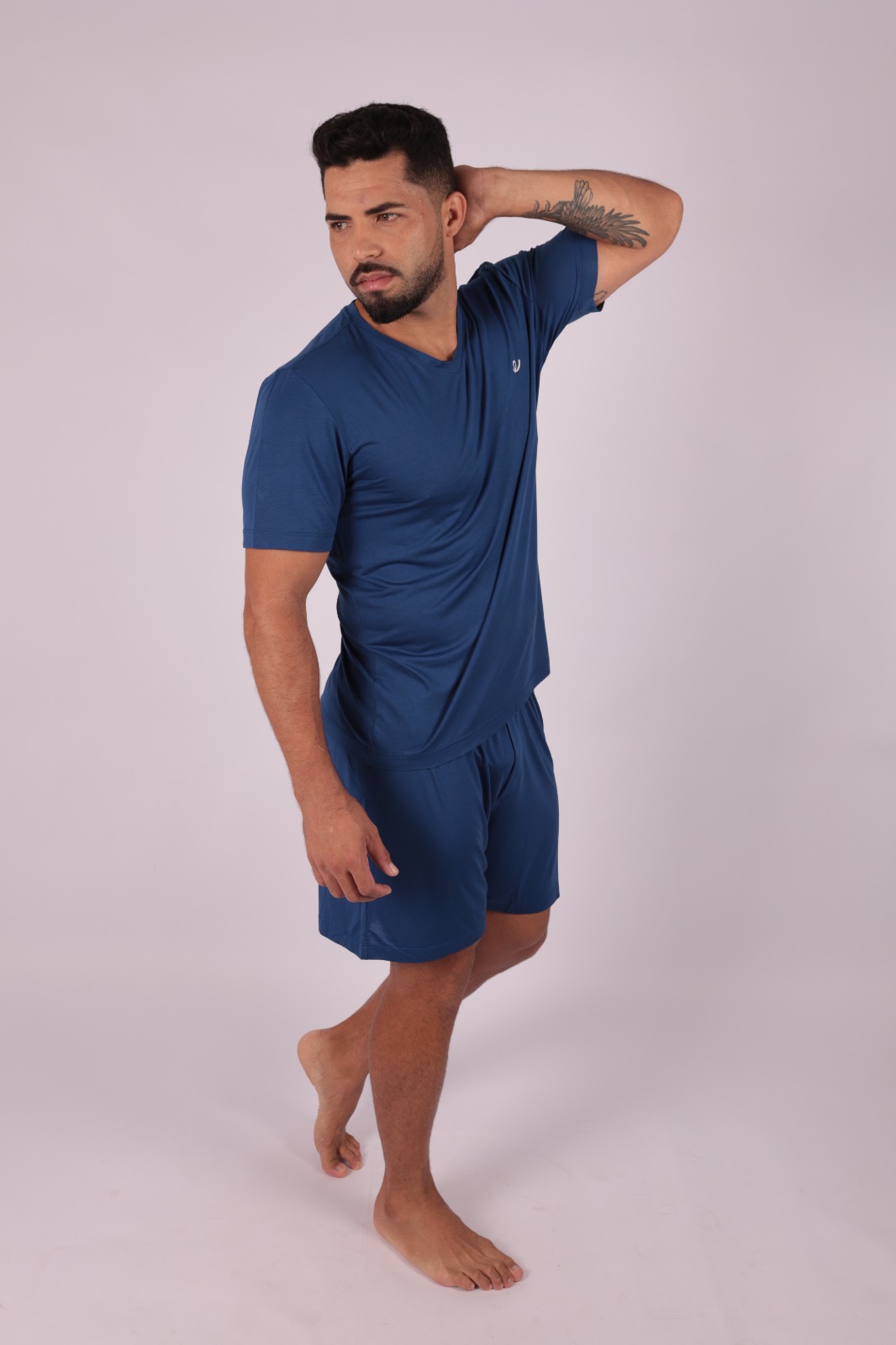 PIJAMA MASCULINO CURTO VISCOLYCRA AZUL ESCURO - YUME