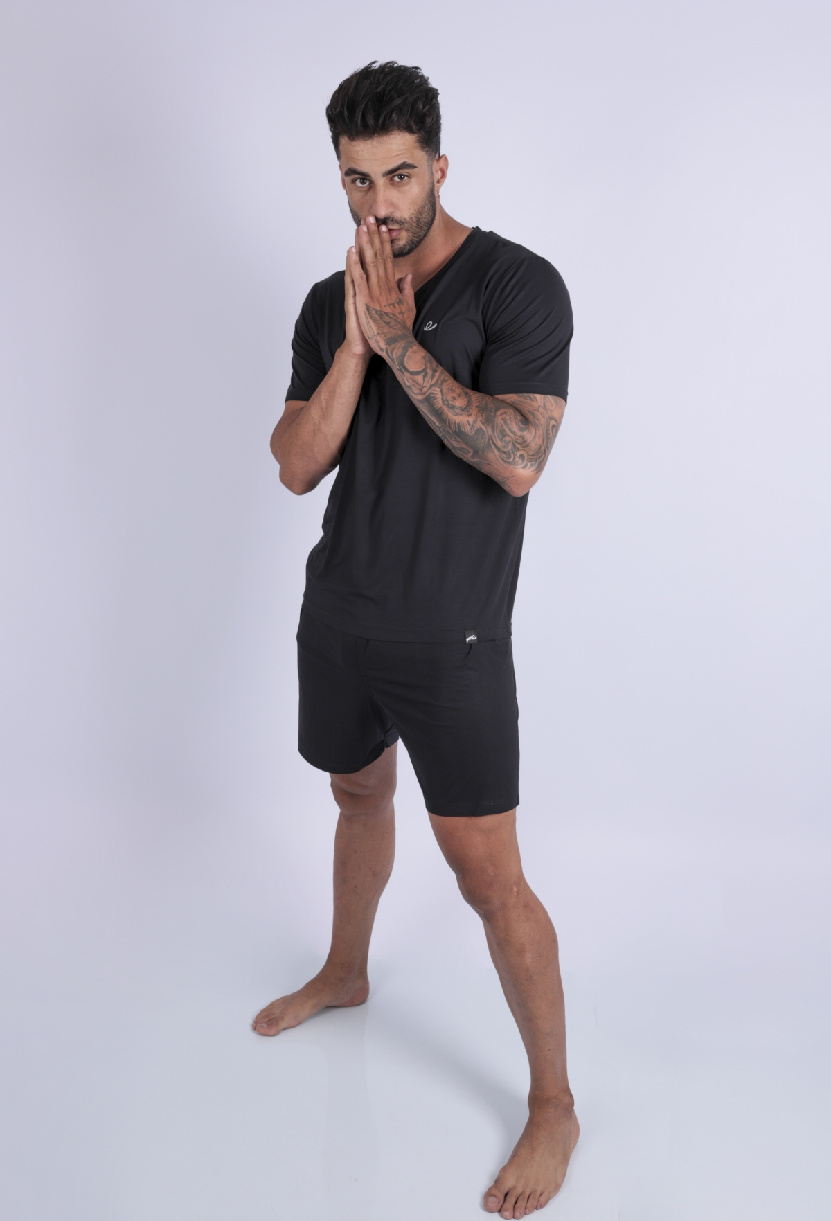 PIJAMA MASCULINO YUME MANGA CURTA MODAL PRETO
