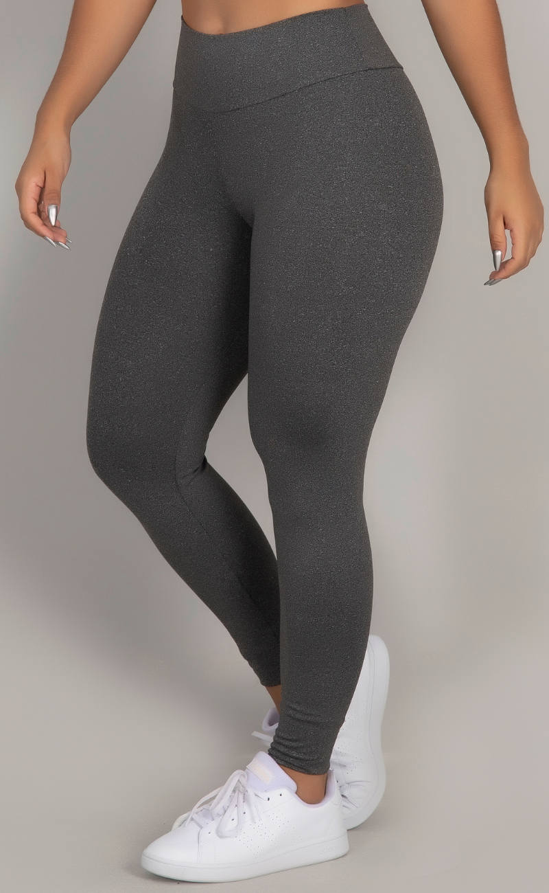 Calça Legging Básica Cós Alto Cinza