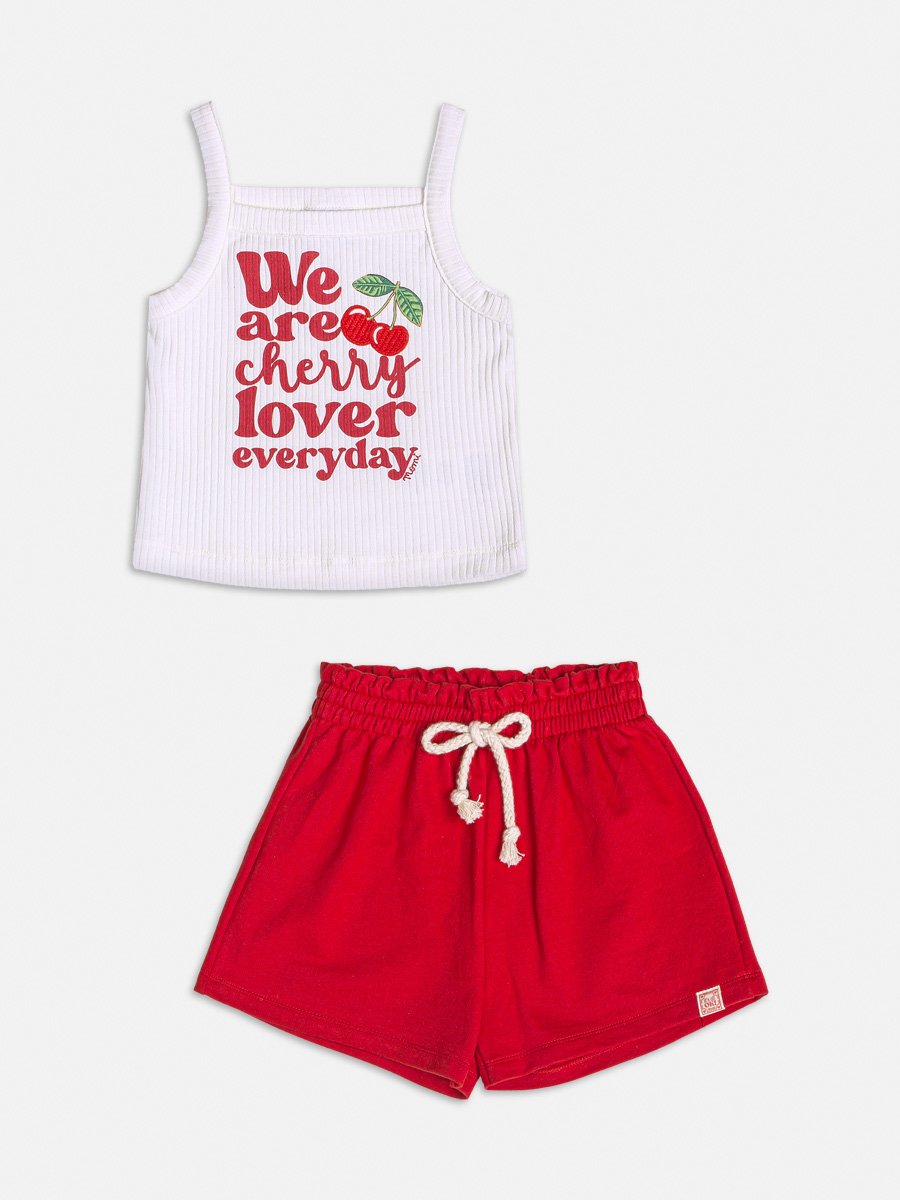 Conjunto Momi Blusa Regata Cherry e Shorts 