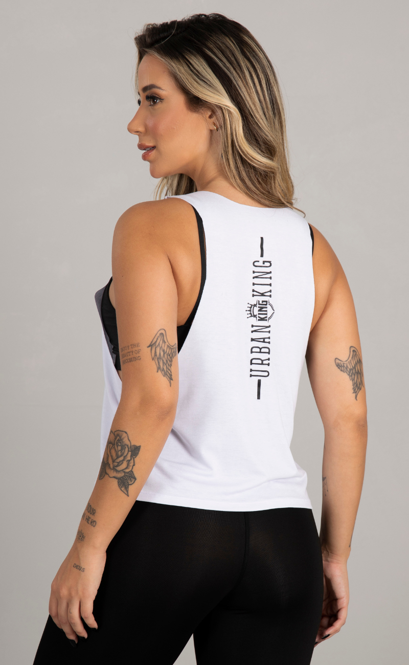 Regata Feminina Cavada Fitness Branca