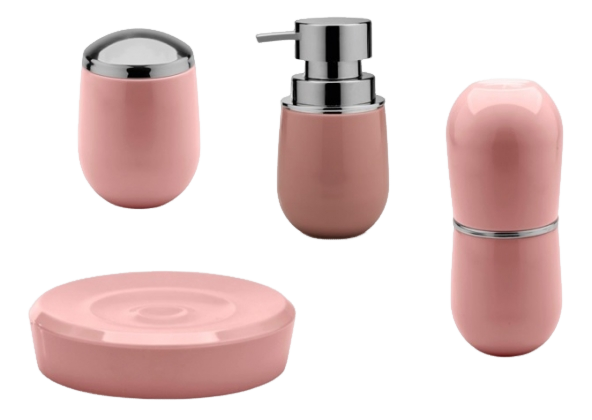 Kit banheiro lavabo Rosa quartzo 4 peças OU porta escova de dente, sabonete liquido, cotonete, algodão