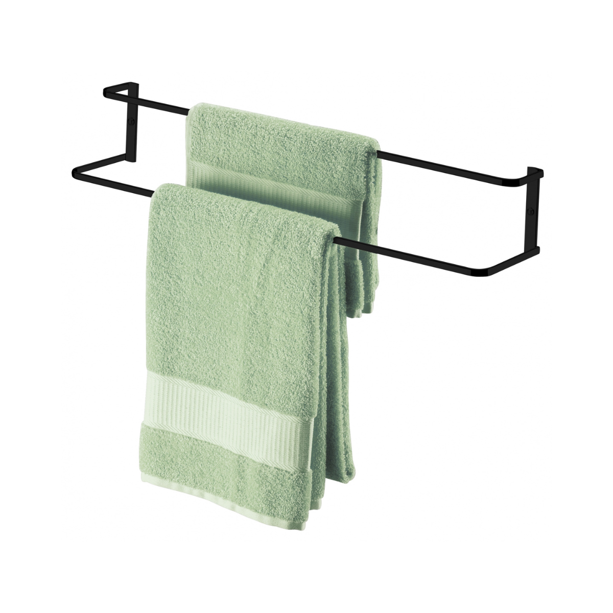 Porta toalha banheiro preto fosco suporte para toalha duplo 60 cm Future 1668PT