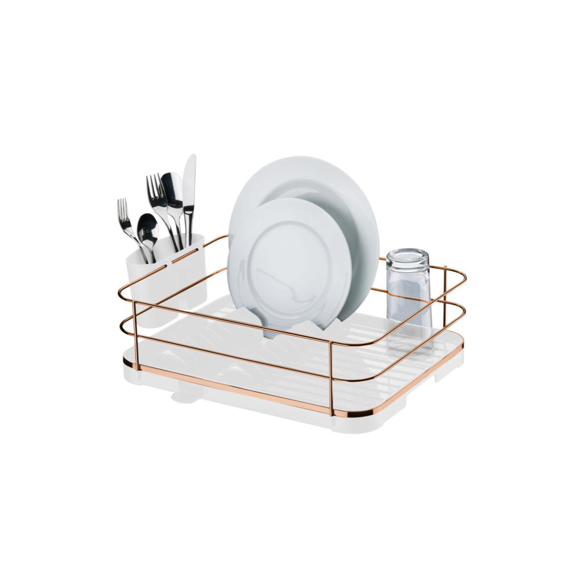 Escorredor louca talheres cozinha branco rosé gold Future 982RG