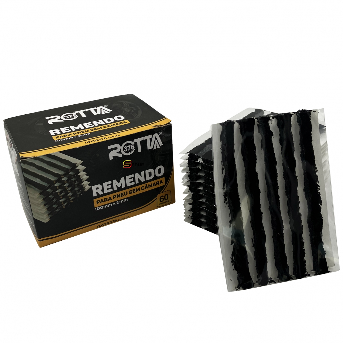 Remendo Reparo Pneu S/câmara Carro/moto Preto 60 Un. Rotta376