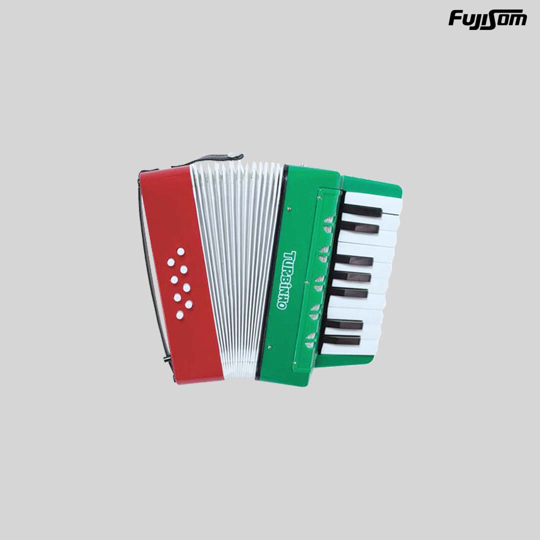 ACORDEON INFANTIL TURBO 104-RG VERMELHO E VERDE 17 TECLAS