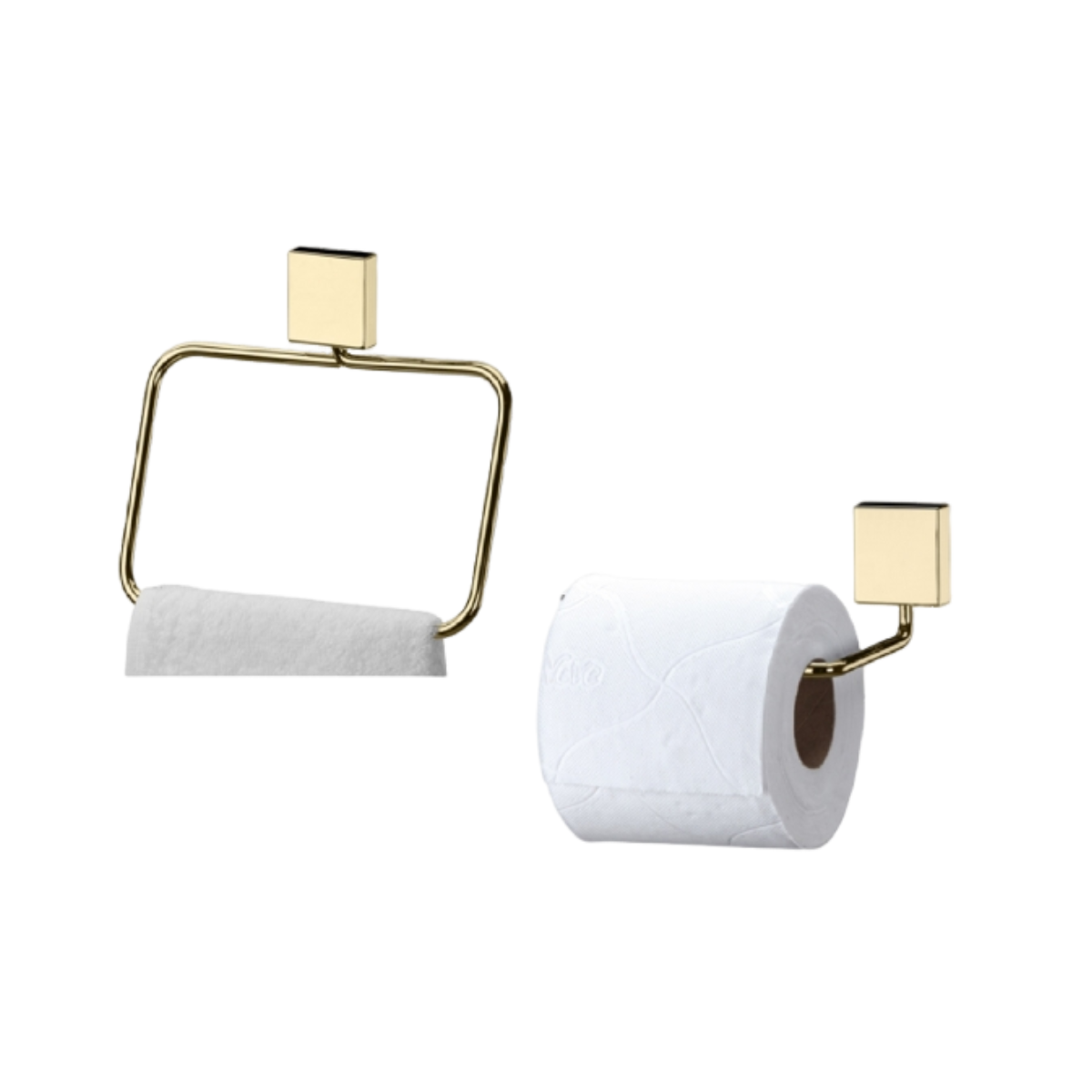 Kit banheiro lavabo 2 peças dourado Future tolha rosto papeleira