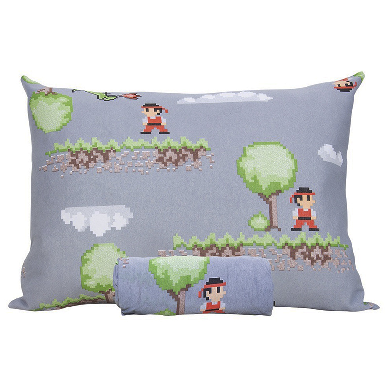 Jogo de Cama Solteiro Doce Vida Malha Misto Estampado Super Game 2 Pçs com Elástico Cinza