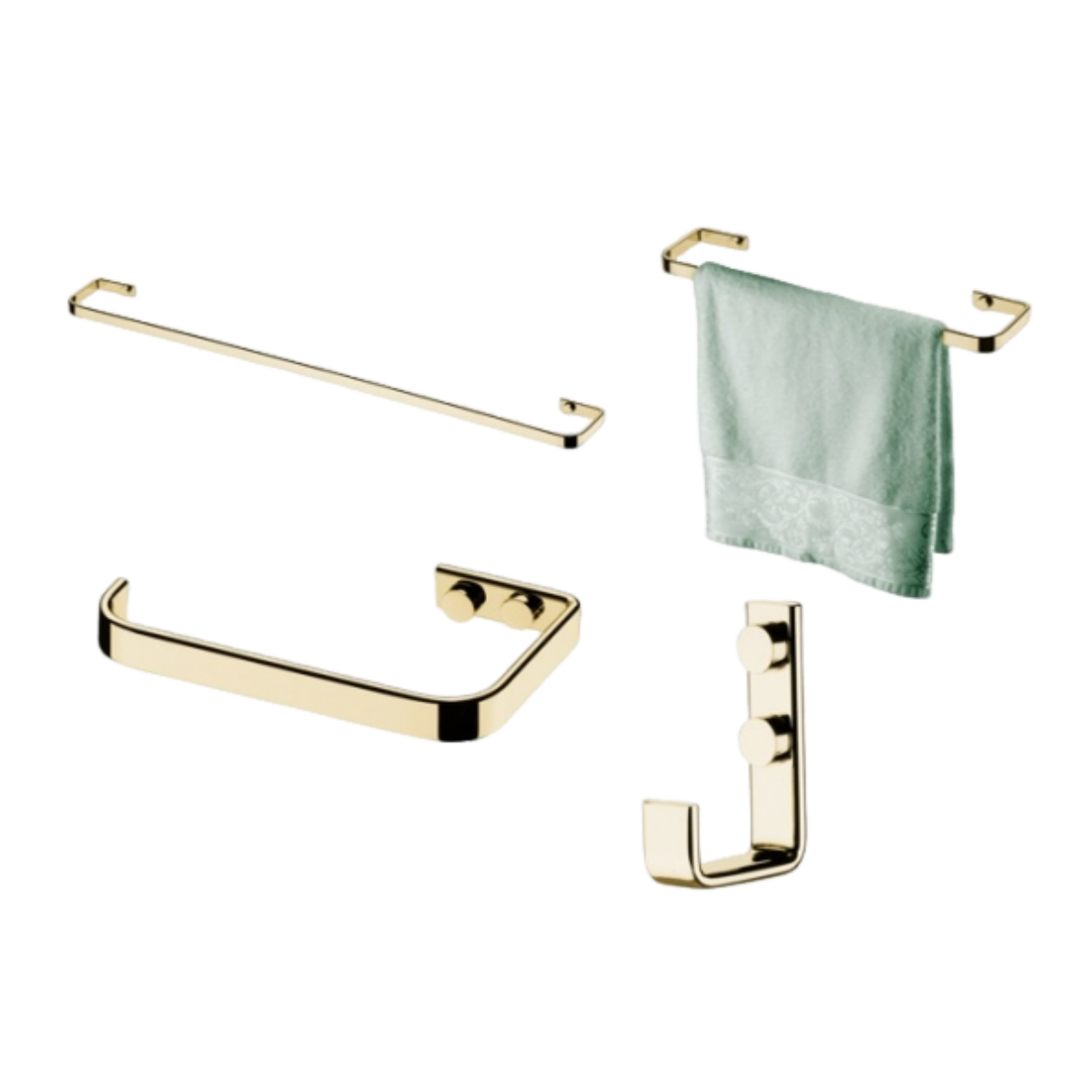 Kit banheiro lavabo 4 peças Dourado Future toalheiro de 60 e 30 cm