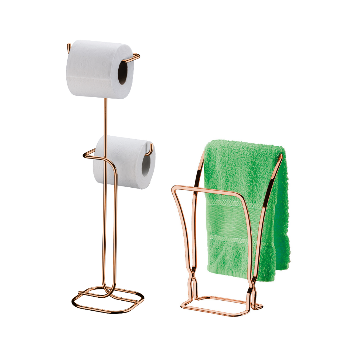 Kit banheiro rose gold Future Porta Papel Higiênico chao porta toalha de bancada 1608RG 1176RG