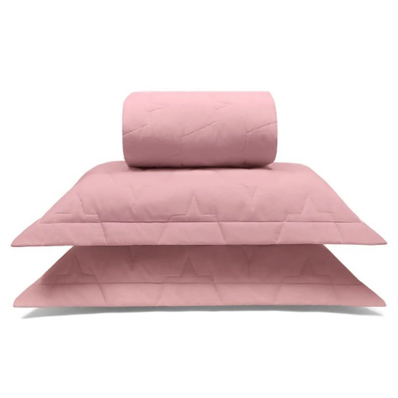 Colcha Fixa Buettner Casal Percal 180 Fios Matelado Sleep 03 Pçs Rose