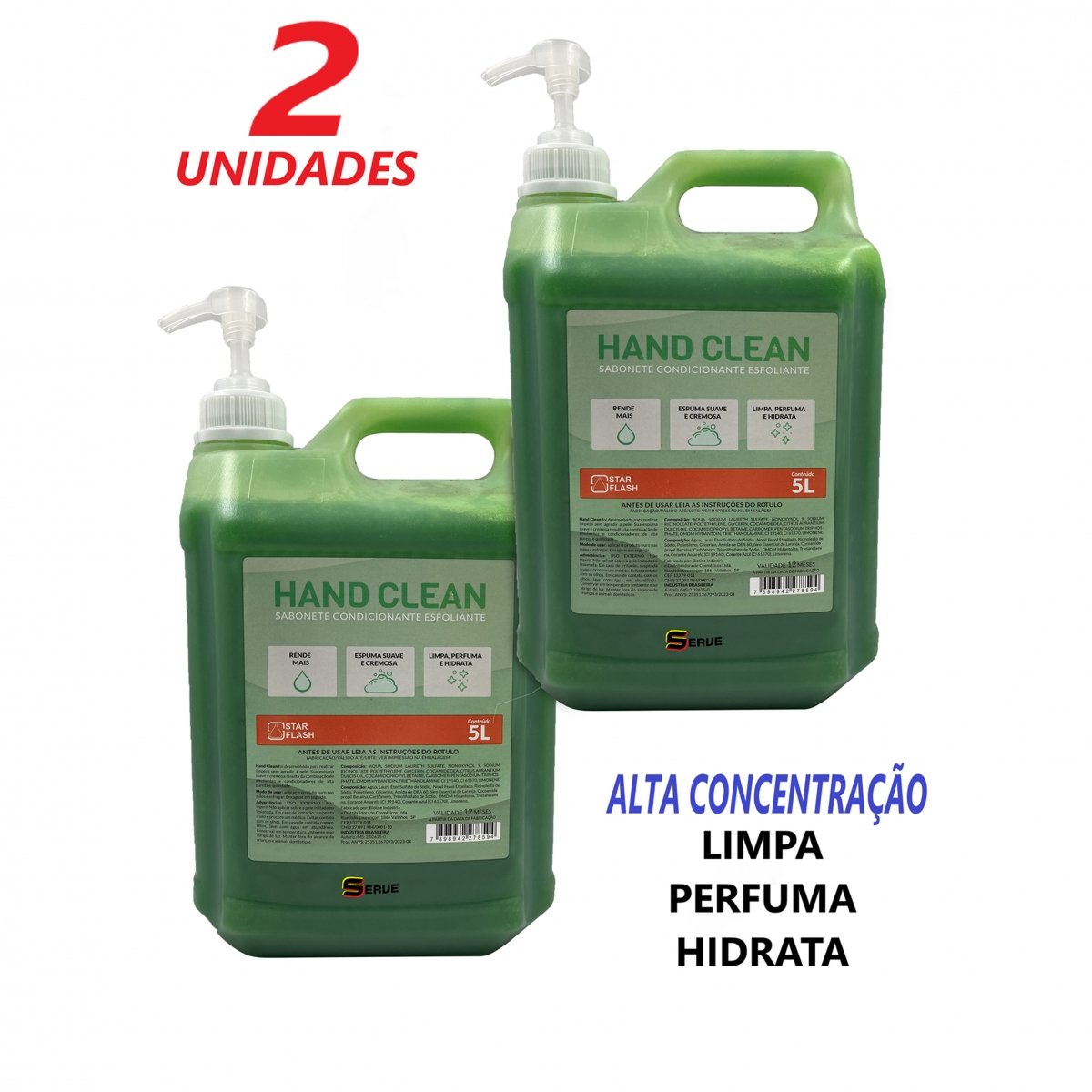 Combo 2 Un. Hand Clean Sabonete Líquido Desengraxante Esfoliante 5 Litros