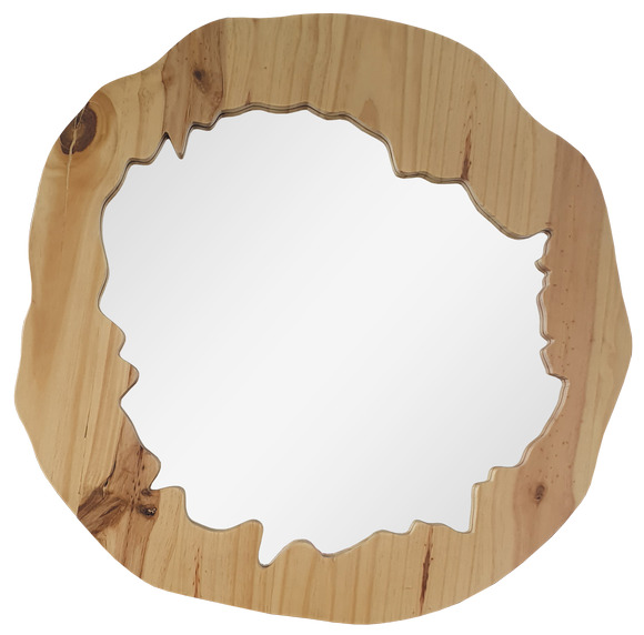 Espelho Decorativo Tronco Pinus 35cm Orgânico