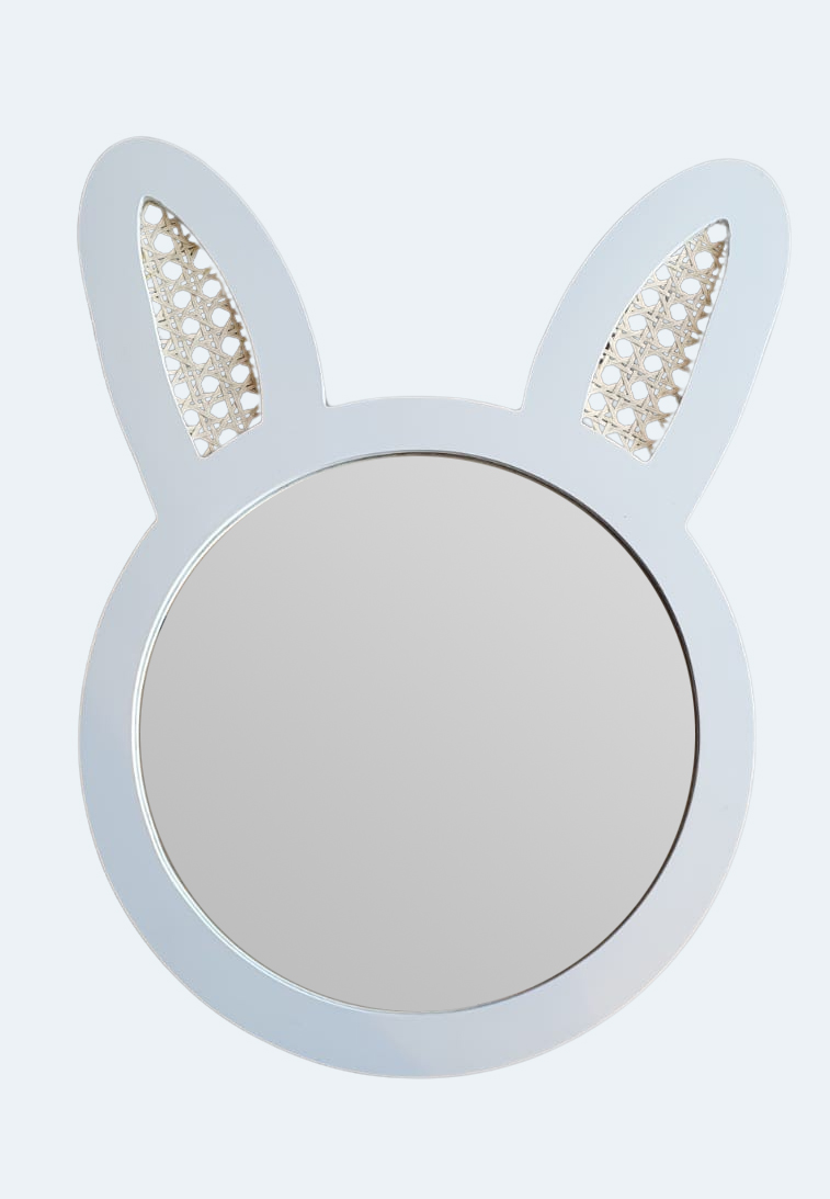 Espelho Decorativo Infantil 48x37cm Branco Coelho