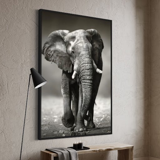 Quadro Decorativo Galeria Elefante Savana Africana 