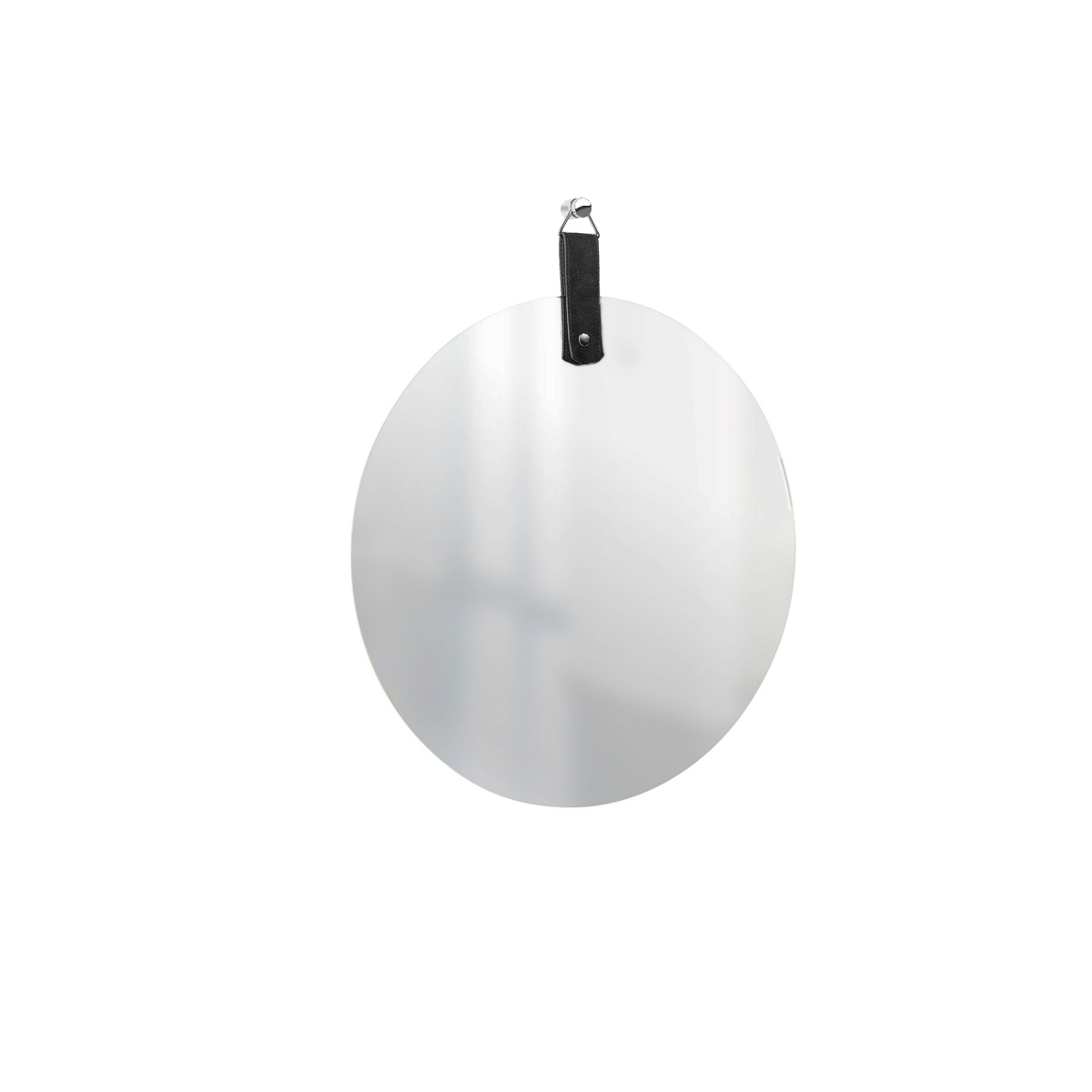 Espelho Decorativo Life Alça Corino Preto 50cm Redondo