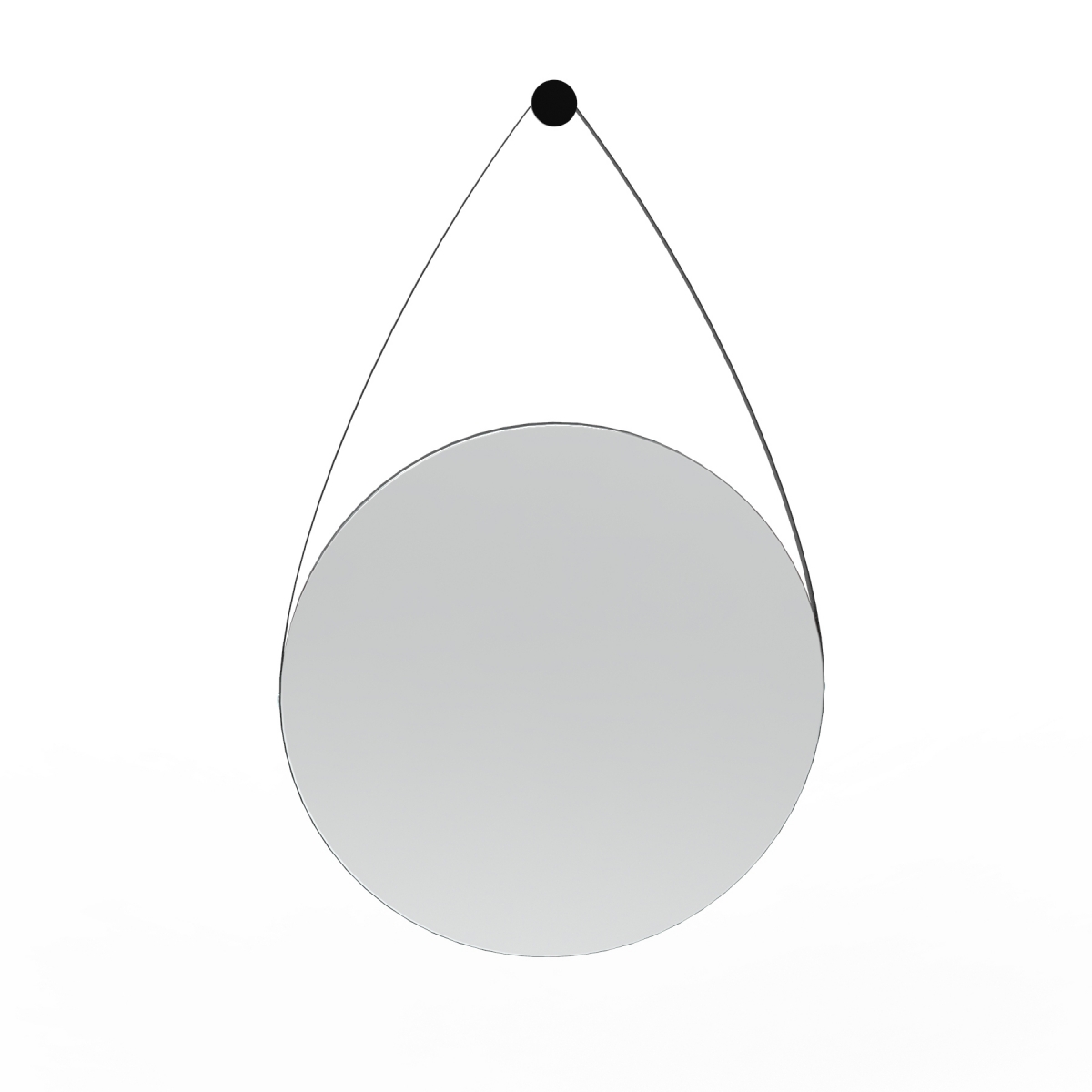 Espelho Decorativo Adnet Wood Alça Corino 38cm Redondo