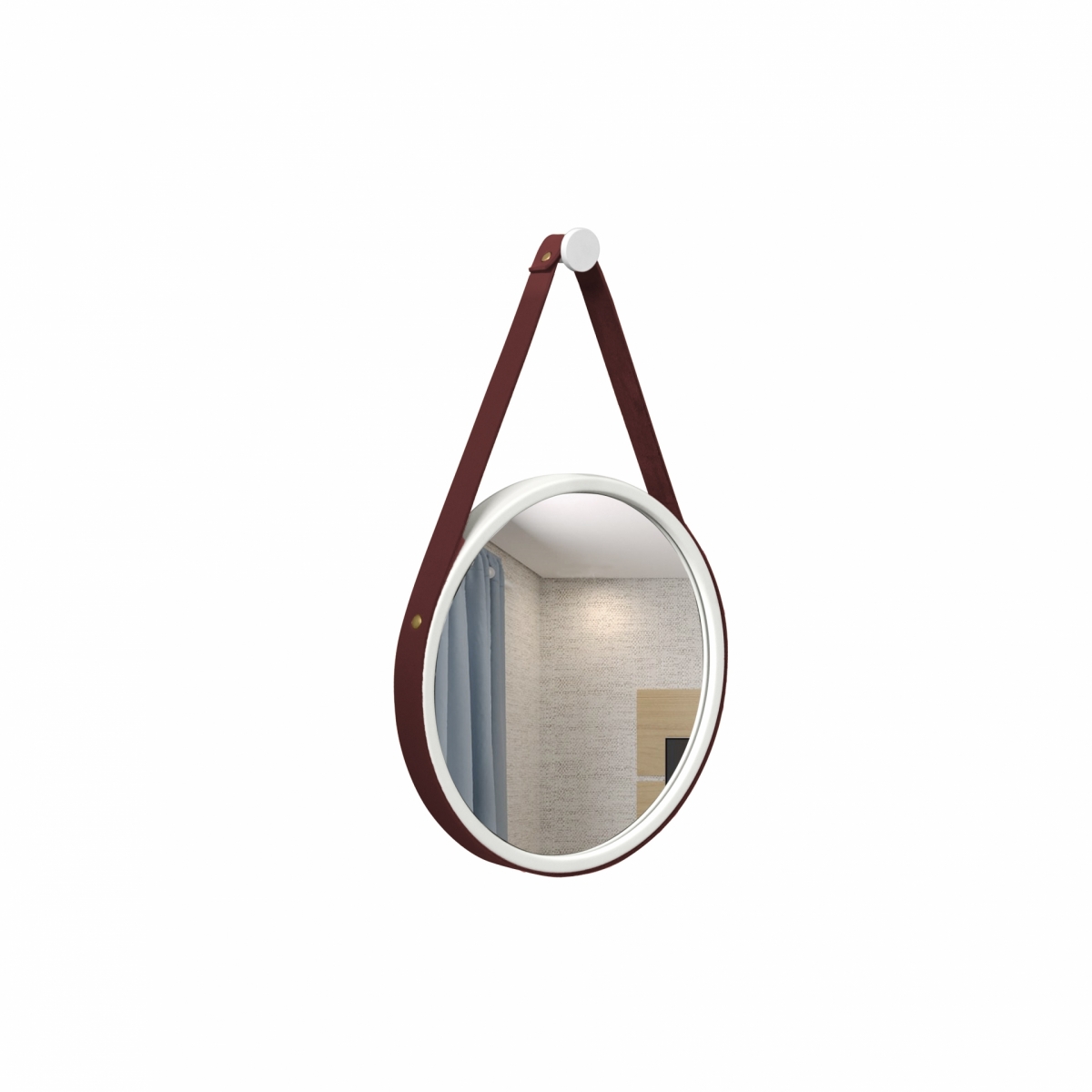 Espelho Decorativo Adnet Alça Corino 30cm Redondo
