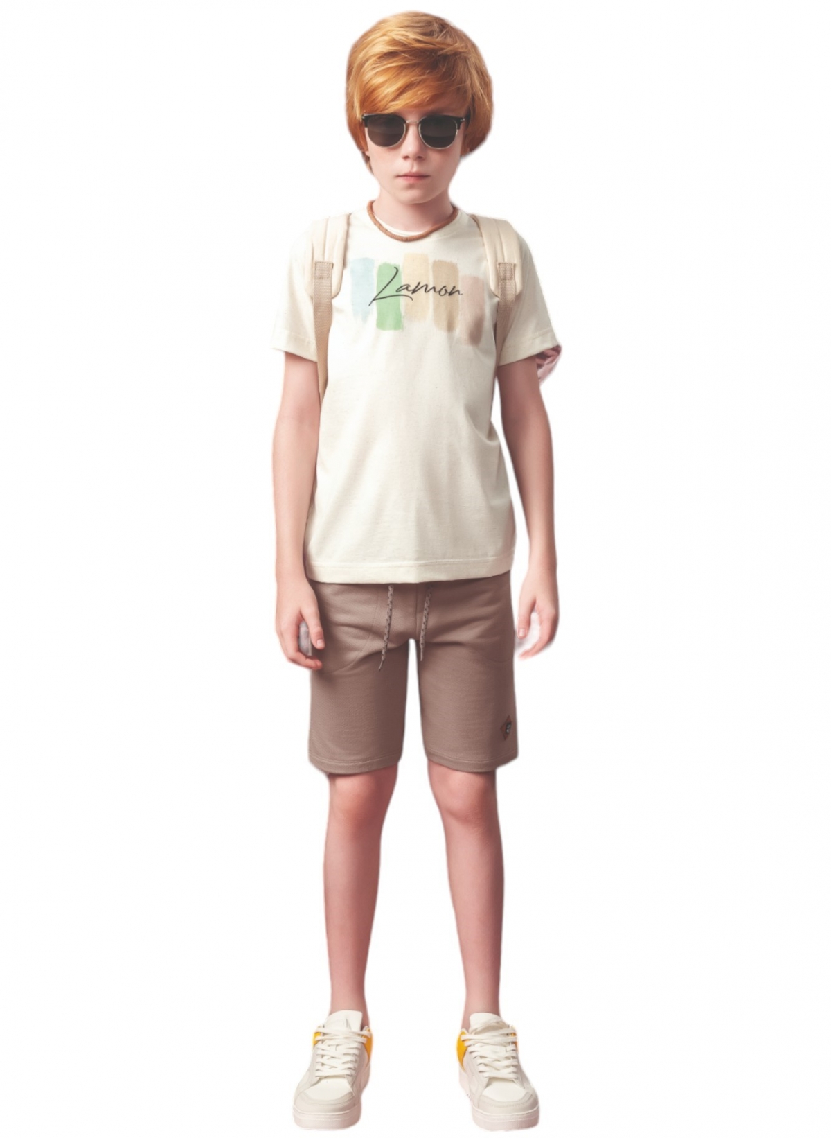 Conjunto Camiseta Meia Malha e Bermuda Moletinho