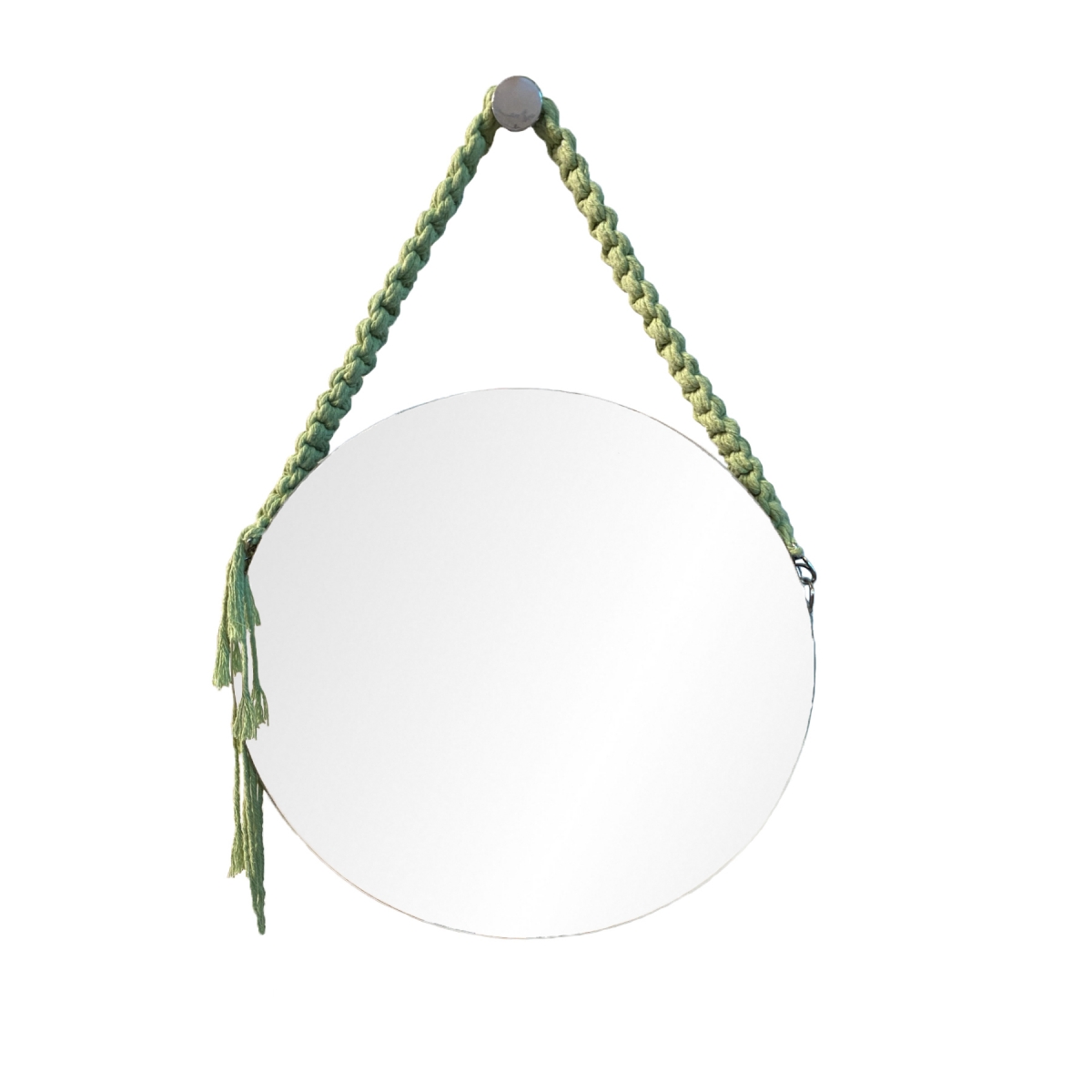 Espelho Decorativo Vintage Alça Macramê 60cm Redondo