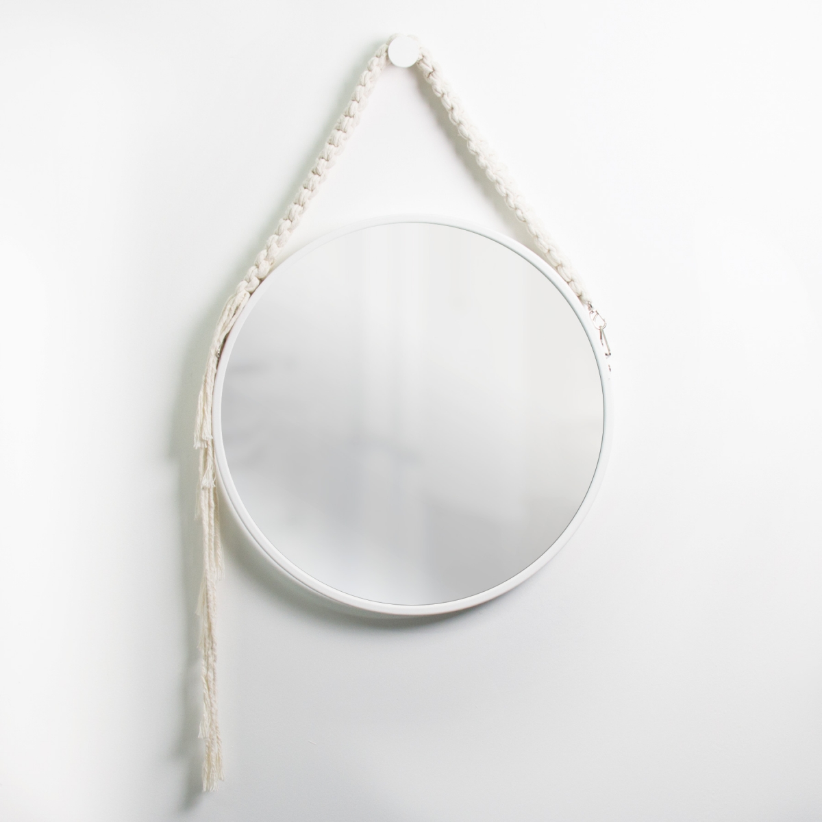 Espelho Decorativo Adnet Alça Macramê 50cm Redondo