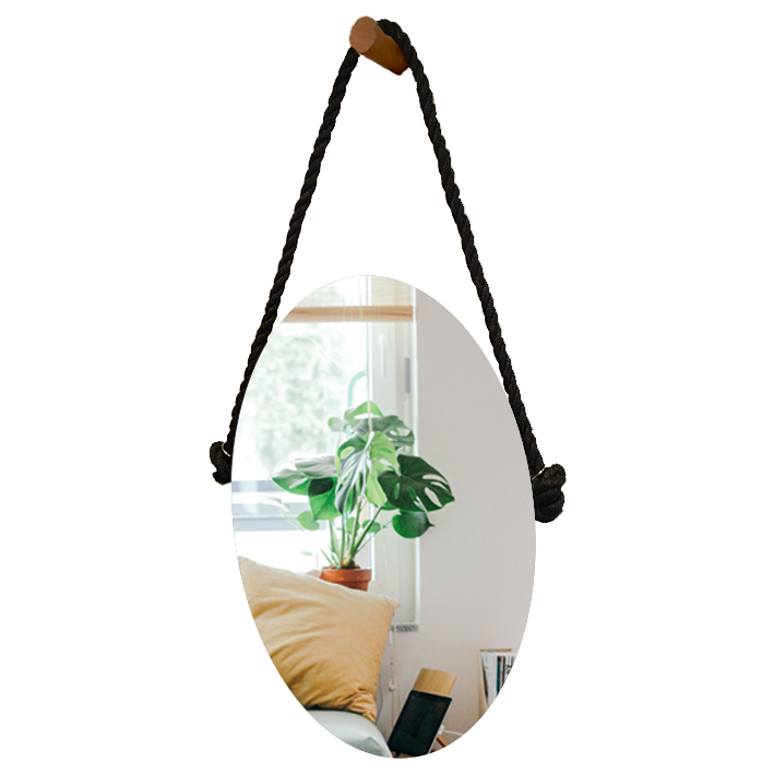 Espelho Decorativo Vintage Alça Corda Naval 60x40cm Oval