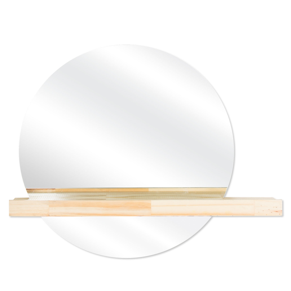 Espelho Funcional Shelf Prateleira Pinus 50cm Redondo