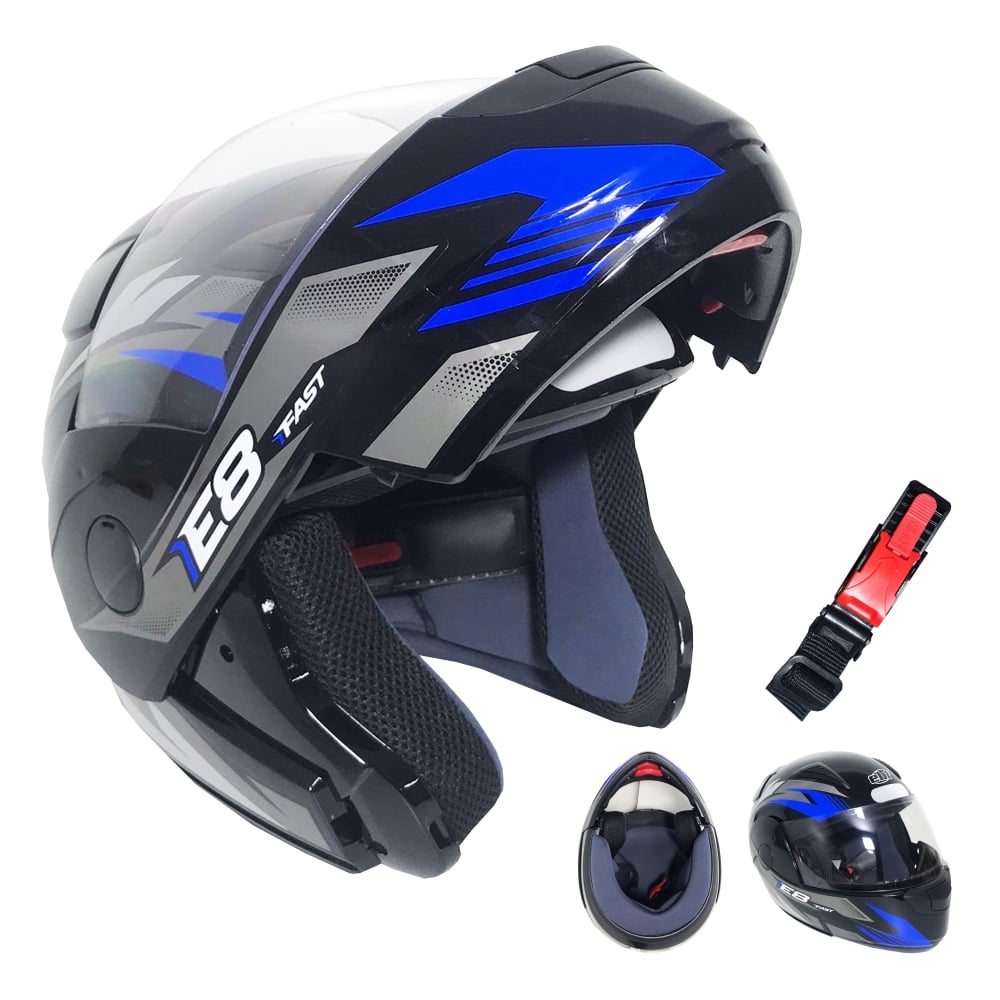 Capacete E08 Fast Preto/Azul Nº 60