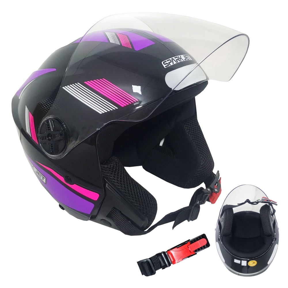 Capacete Spark Jet Sting Preto/Lilas Nº 60