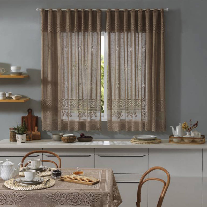 Cortina Interlar de Renda para Cozinha Valencia com Bando 280mx150m Desert