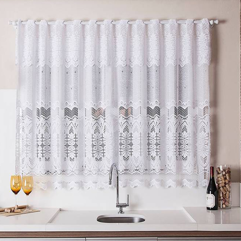 Cortina Interlar de Renda Classica para Cozinha Arabesco com Bando 220mx120m Branco