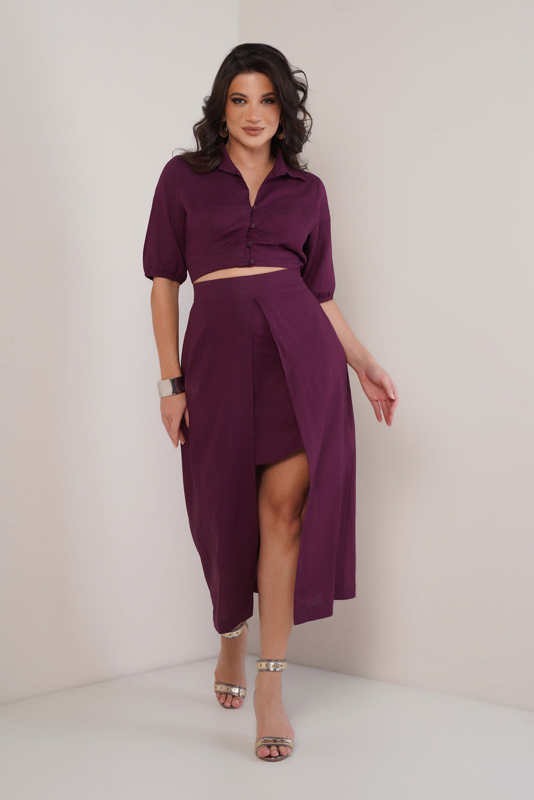 Vestido com Amarração Roxo 