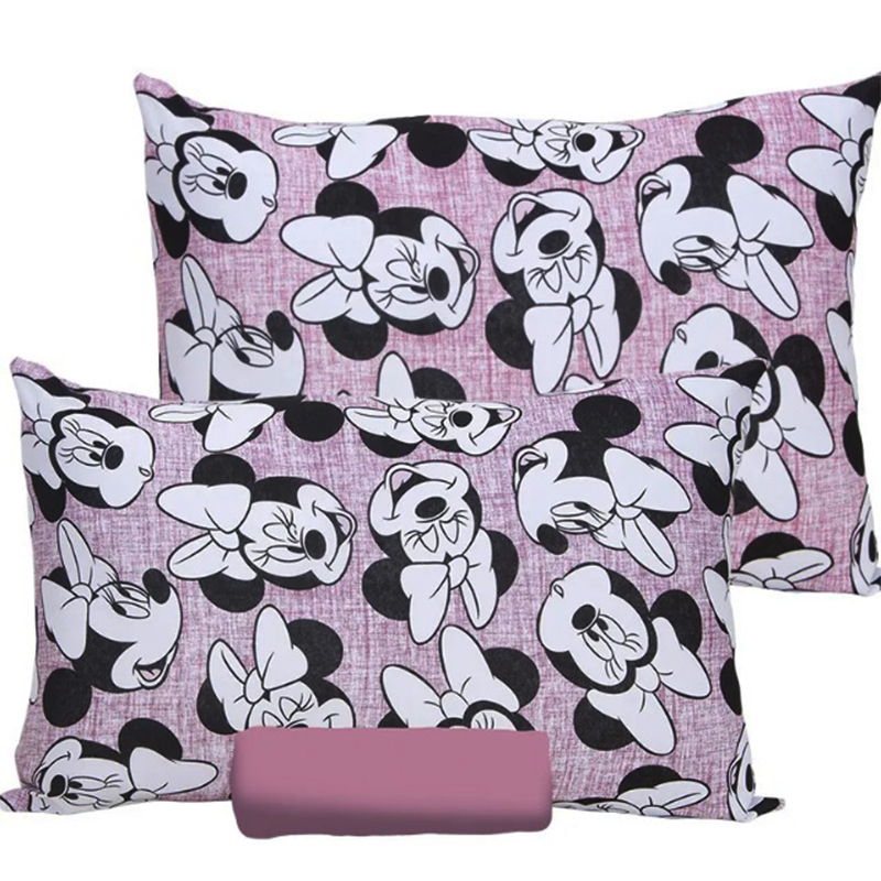 Jogo de Cama Portallar Casal Malha Mista Disney Minnie Tex 3 Pçs Rose