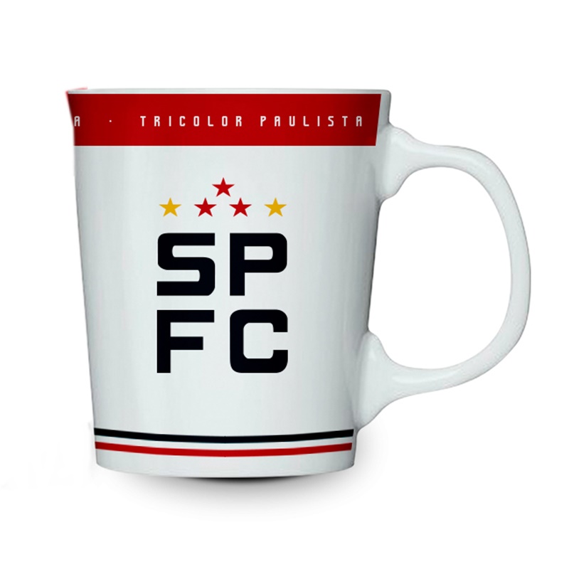 Caneca Porcelana Premium BrasFoot Sao Paulo 260ML Licenciada Branco