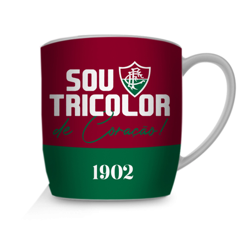 Caneca Porcelana Premium BrasFoot Fluminense 300ML Urban Licenciada Branco