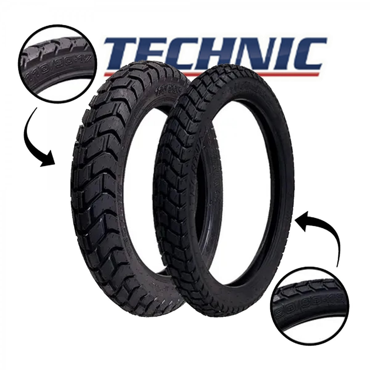 Par Pneu 110/90-17 Traseiro 90/90-19 Dianteiro T&C Technic