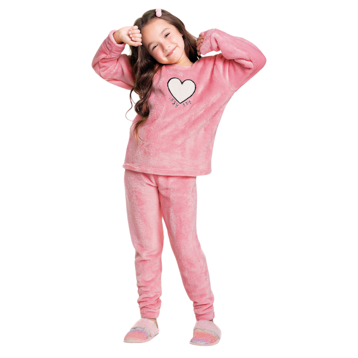 CONJUNTO DE PIJAMA BLUSAO E CALCA EM TECIDO FLEECE FAKINI