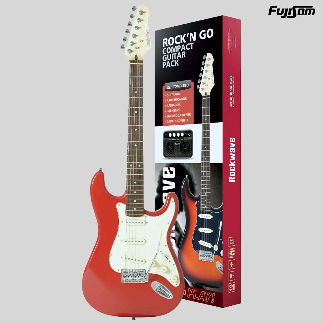 KIT GUITARRA STRATO ROCKWAVE VERMELHO