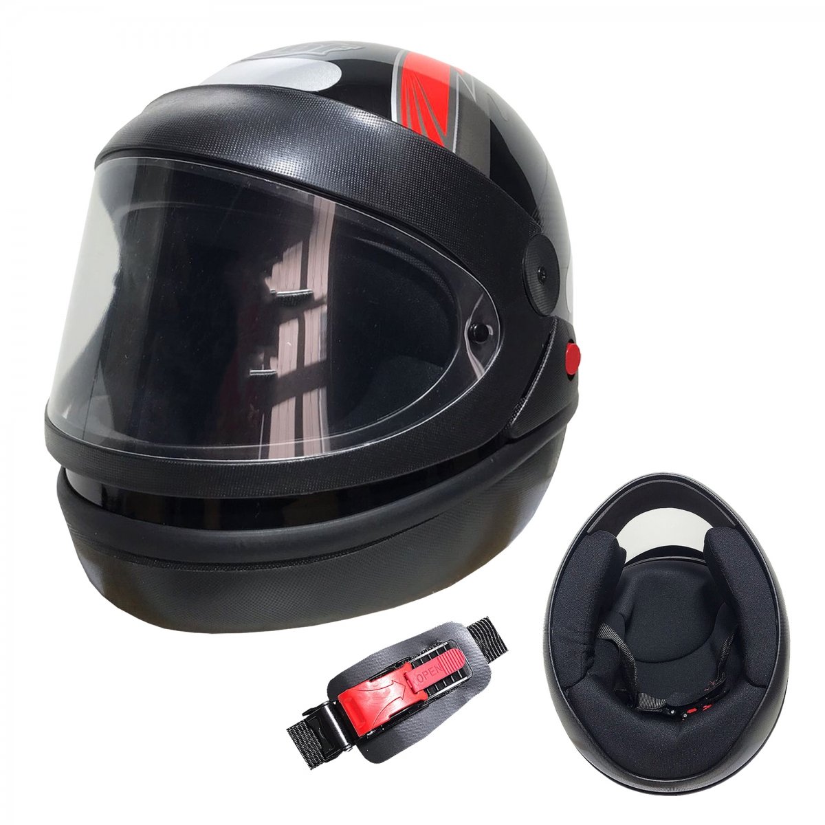 Capacete Automatico Bolt Preto/Vermelho Nº 60