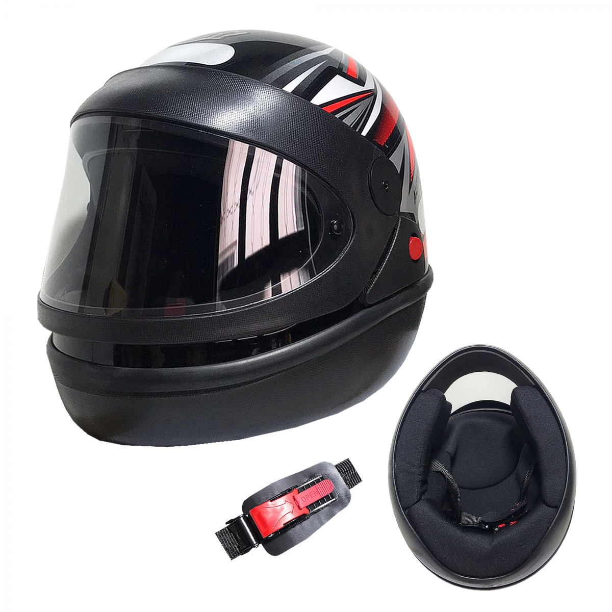 Capacete Automatico Style Preto/Vermelho Nº 56