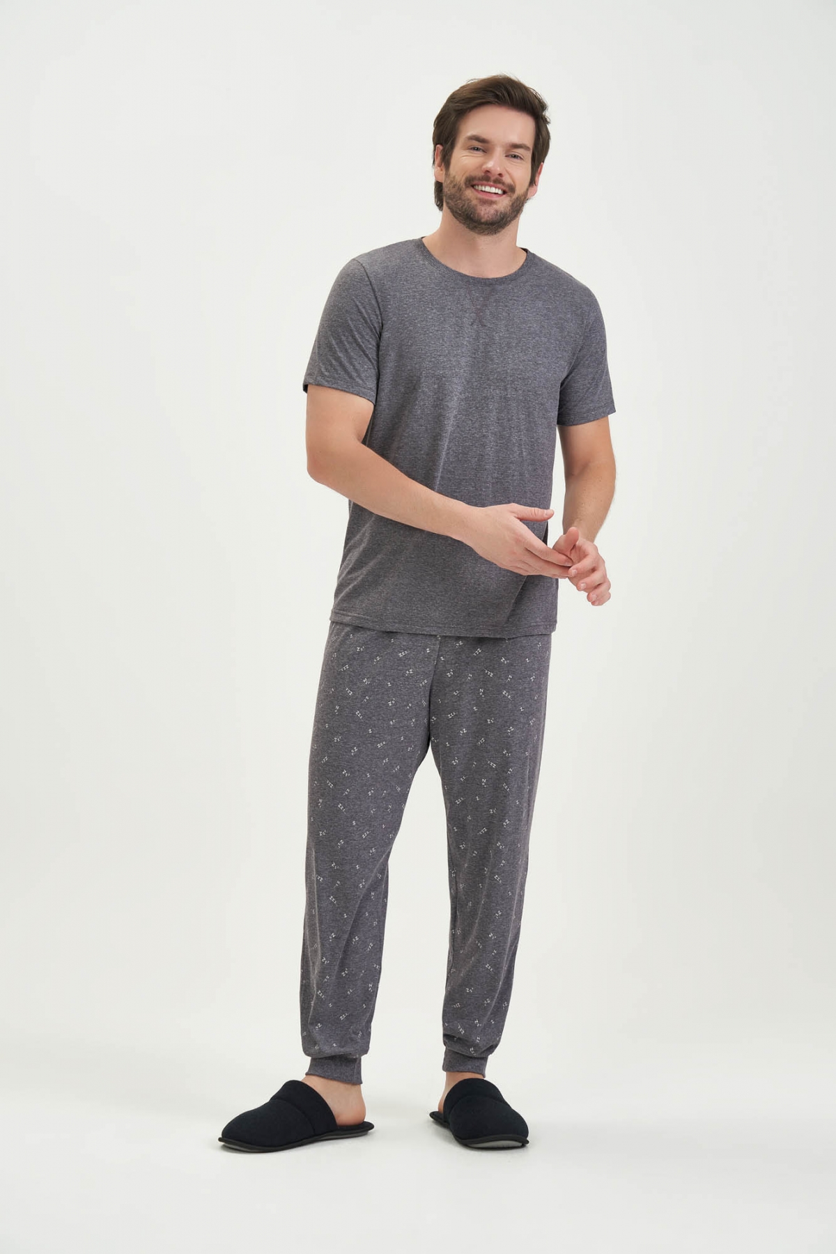 PIJAMA MASCULINO CALÇA MANGA CURTA COR COM AMOR