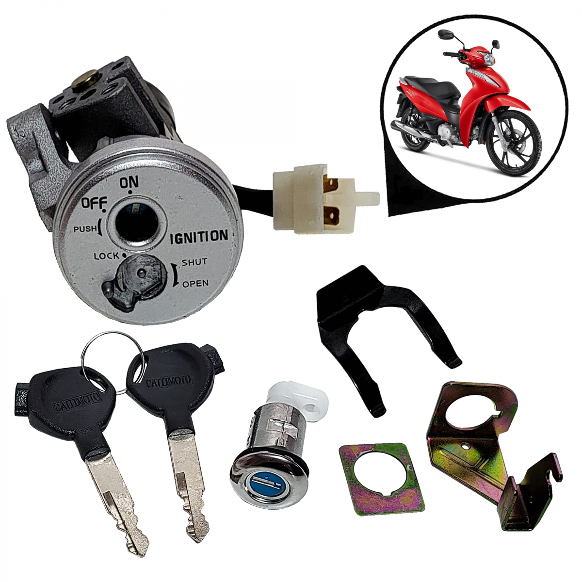 Kit Chave Ignição Honda Biz 125 2009 Ate 2017 (3 PCS)