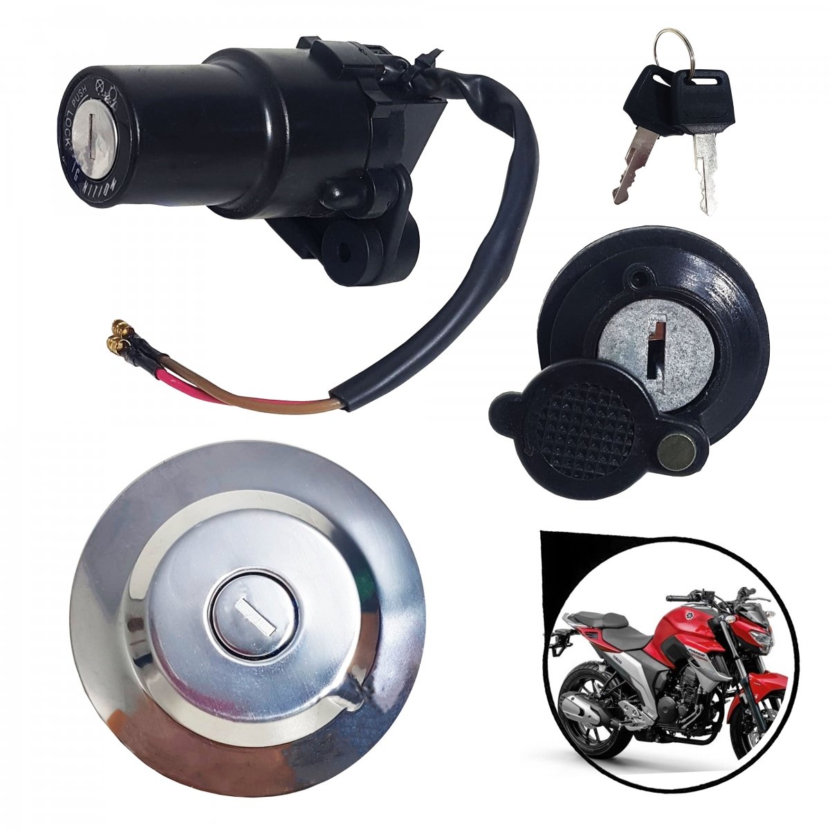 Kit Chave Ignição Yamaha Ys 250 Fazer 2005 Até 2006 (3 PCS)