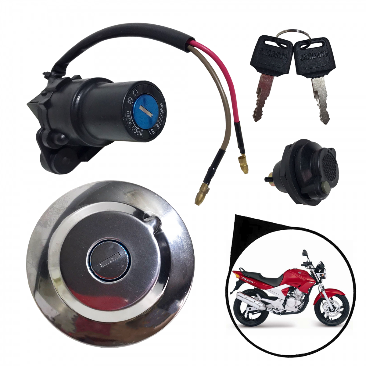 Kit Chave Ignição Yamaha Ybr Xtz 125 Fazer 250 (3 PCS)