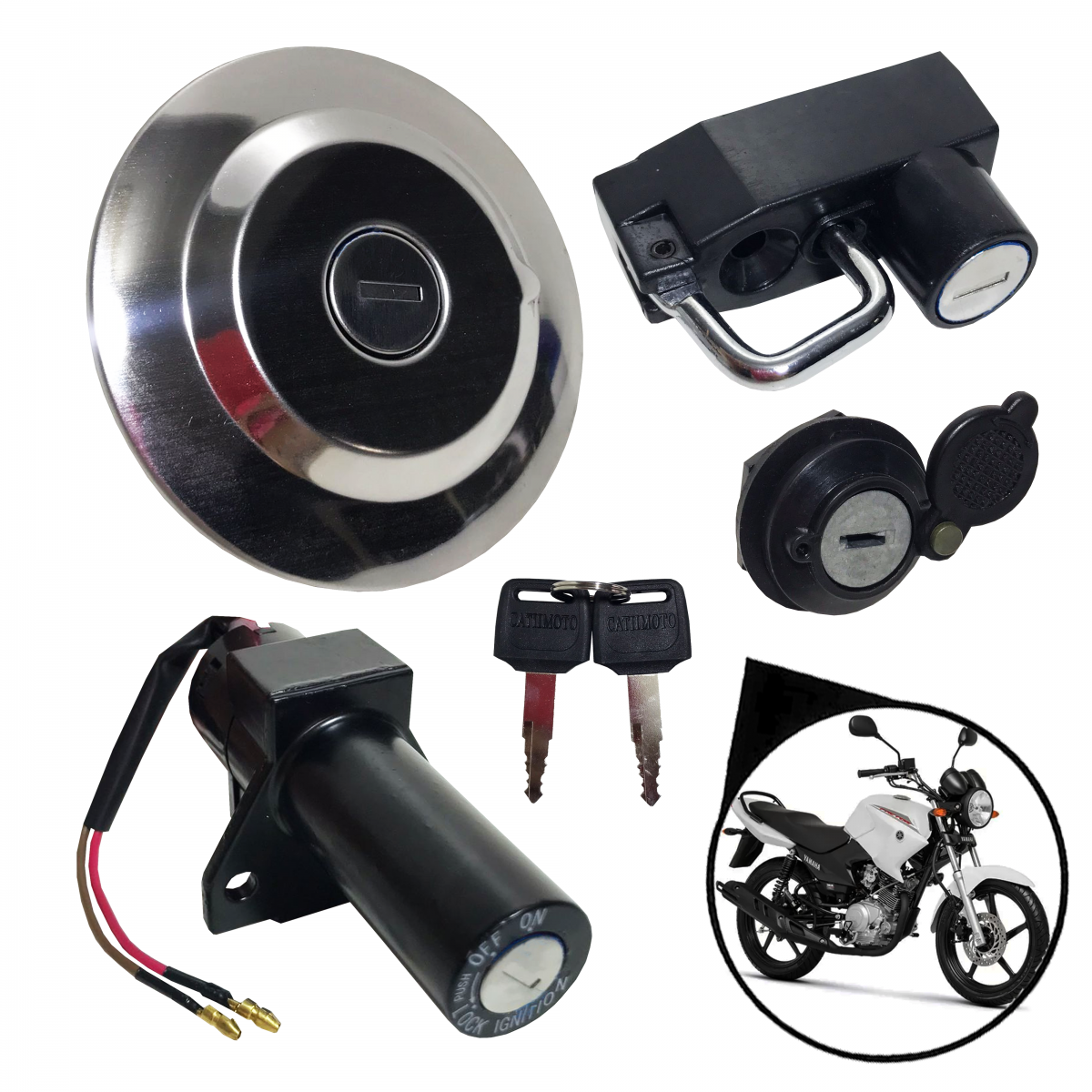 Kit Chave Ignição Yamaha Ybr 125 Factor 2009 Até 2014 (4 PCS)